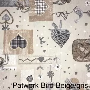 Lona Española Patwork Bird Beige/Gris